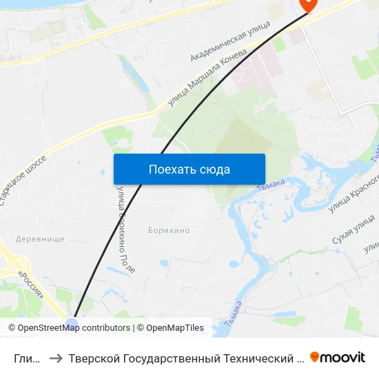 Глинково to Тверской Государственный Технический Университет (Учебный Корпус) map
