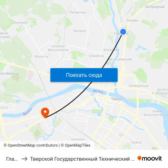 Глазково to Тверской Государственный Технический Университет (Учебный Корпус) map