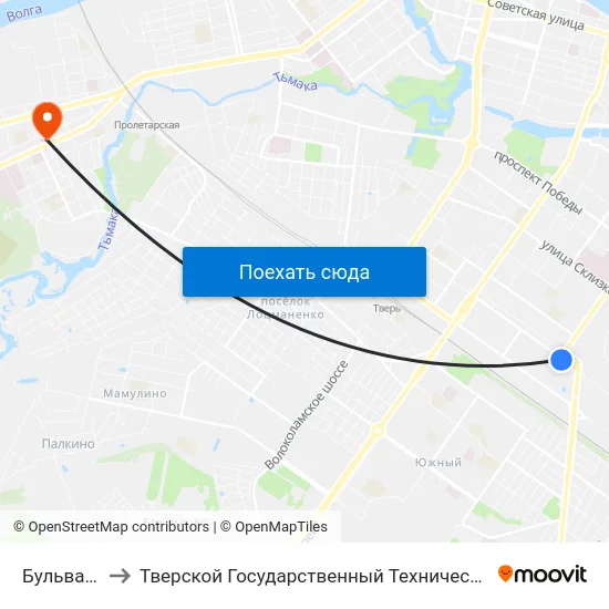 Бульвар Цанова to Тверской Государственный Технический Университет (Учебный Корпус) map
