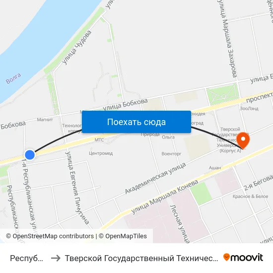 Республиканская to Тверской Государственный Технический Университет (Учебный Корпус) map