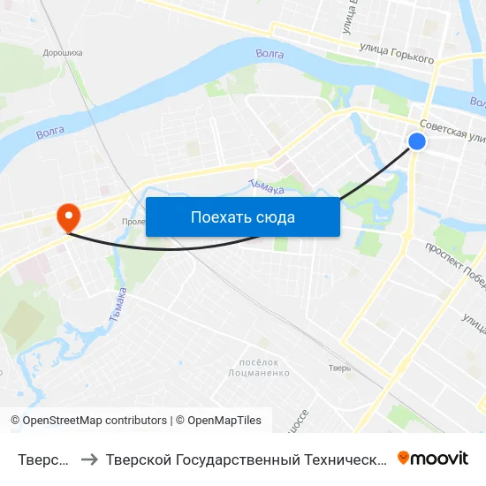 Тверской Пр-Т to Тверской Государственный Технический Университет (Учебный Корпус) map