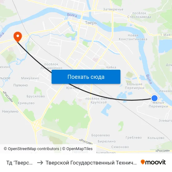 Тд 'Тверская Ярмарка' to Тверской Государственный Технический Университет (Учебный Корпус) map