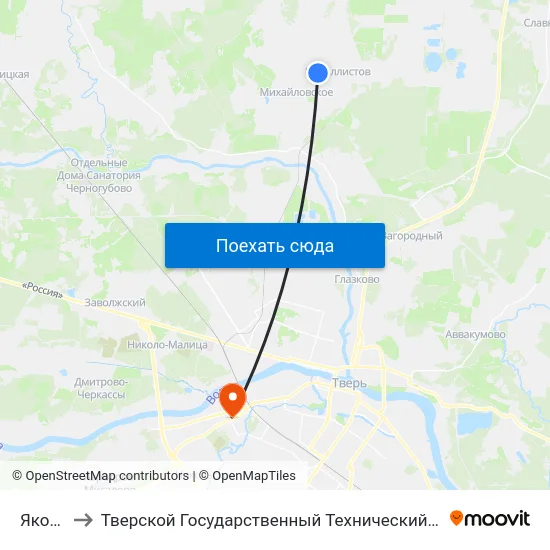Яковлево to Тверской Государственный Технический Университет (Учебный Корпус) map