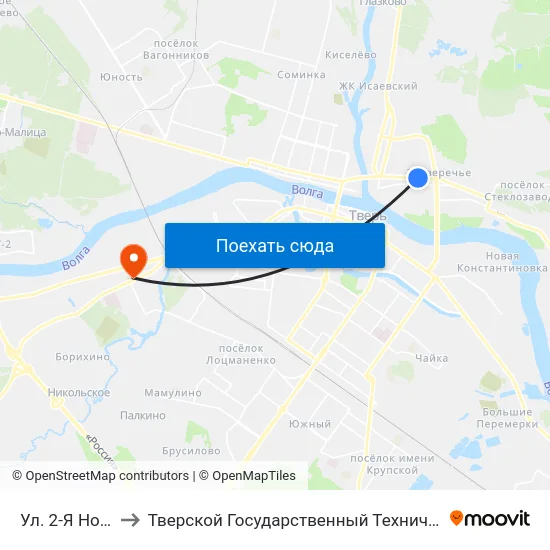 Ул. 2-Я Новозаводская to Тверской Государственный Технический Университет (Учебный Корпус) map