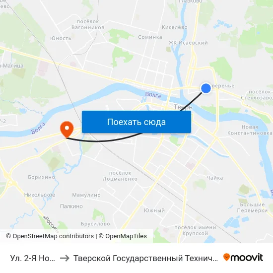 Ул. 2-Я Новозаводская to Тверской Государственный Технический Университет (Учебный Корпус) map