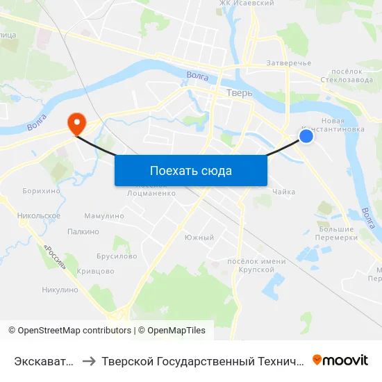 Экскаваторный Завод to Тверской Государственный Технический Университет (Учебный Корпус) map