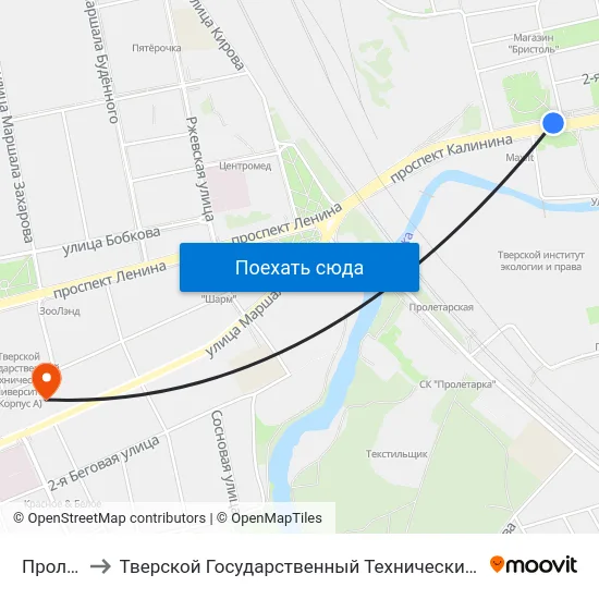 Пролетарка to Тверской Государственный Технический Университет (Учебный Корпус) map