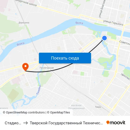 Стадион 'Химик' to Тверской Государственный Технический Университет (Учебный Корпус) map