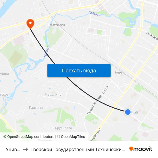 Универсам to Тверской Государственный Технический Университет (Учебный Корпус) map