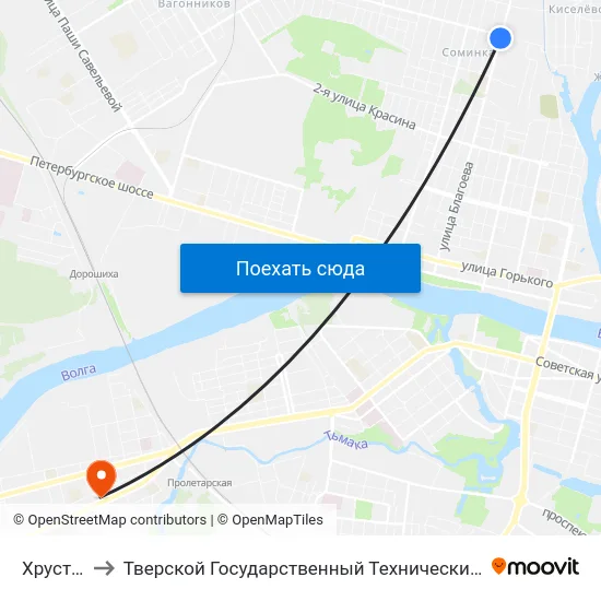 Хрустальная to Тверской Государственный Технический Университет (Учебный Корпус) map