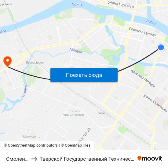 Смоленский Пер. to Тверской Государственный Технический Университет (Учебный Корпус) map