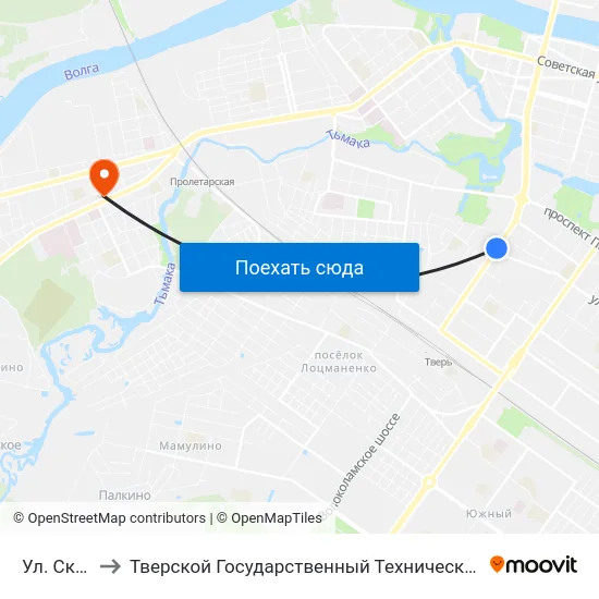 Ул. Склизкова to Тверской Государственный Технический Университет (Учебный Корпус) map