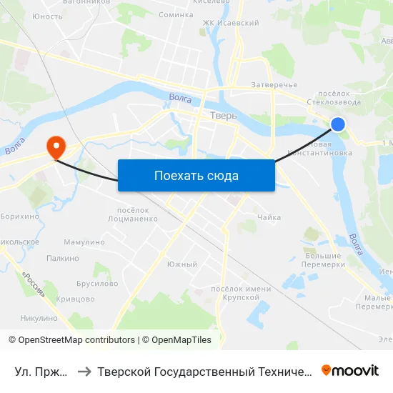 Ул. Пржевальского to Тверской Государственный Технический Университет (Учебный Корпус) map