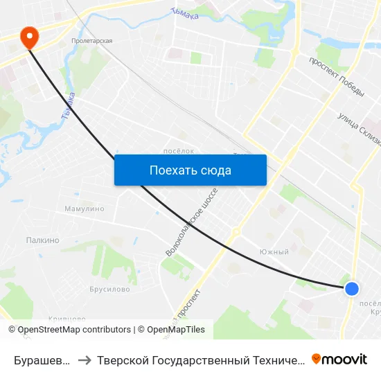 Бурашевское Шоссе to Тверской Государственный Технический Университет (Учебный Корпус) map