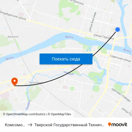 Комсомольский Пр-Т to Тверской Государственный Технический Университет (Учебный Корпус) map