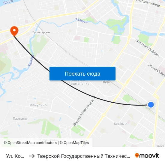 Ул. Коминтерна to Тверской Государственный Технический Университет (Учебный Корпус) map