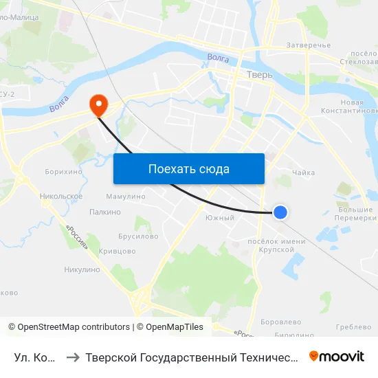 Ул. Коминтерна to Тверской Государственный Технический Университет (Учебный Корпус) map