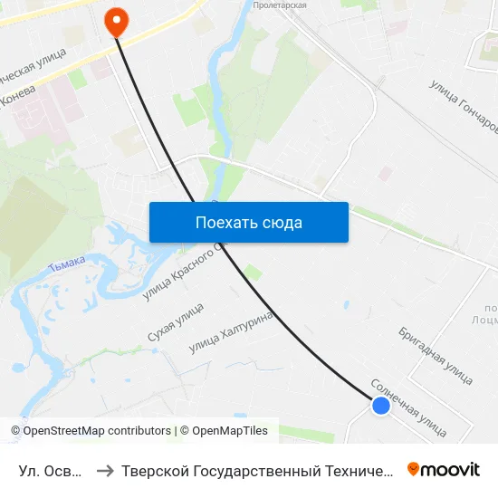 Ул. Освобождения to Тверской Государственный Технический Университет (Учебный Корпус) map