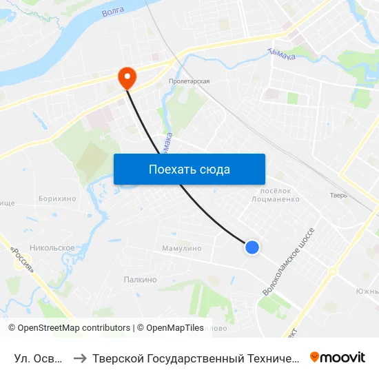 Ул. Освобождения to Тверской Государственный Технический Университет (Учебный Корпус) map
