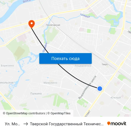 Ул. Можайского to Тверской Государственный Технический Университет (Учебный Корпус) map