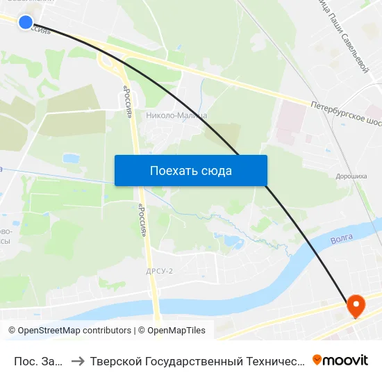 Пос. Заволжский to Тверской Государственный Технический Университет (Учебный Корпус) map