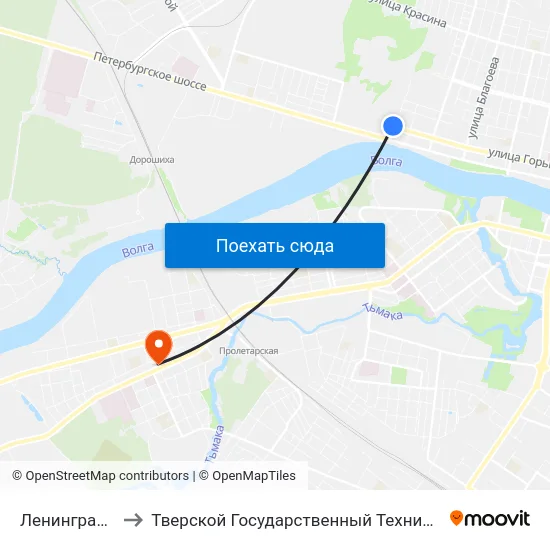 Ленинградская Застава to Тверской Государственный Технический Университет (Учебный Корпус) map