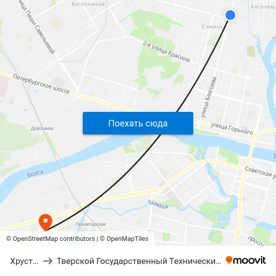 Хрустальная to Тверской Государственный Технический Университет (Учебный Корпус) map