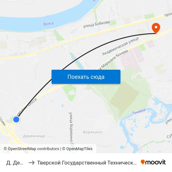 Д. Деревнище to Тверской Государственный Технический Университет (Учебный Корпус) map