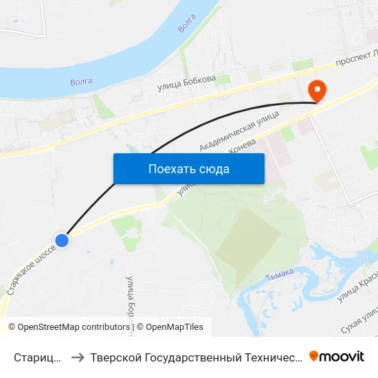 Старицкое Шоссе to Тверской Государственный Технический Университет (Учебный Корпус) map
