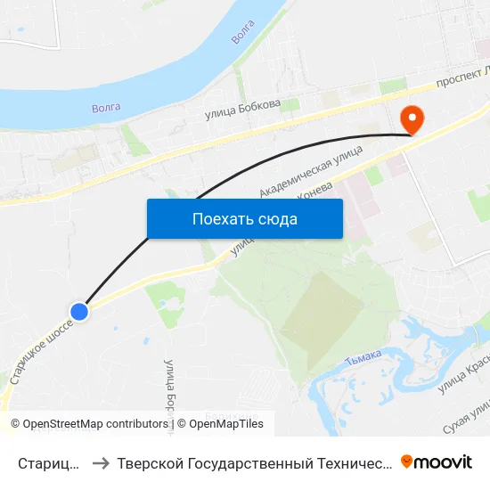 Старицкое Шоссе to Тверской Государственный Технический Университет (Учебный Корпус) map
