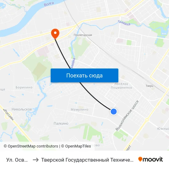 Ул. Освобождения to Тверской Государственный Технический Университет (Учебный Корпус) map