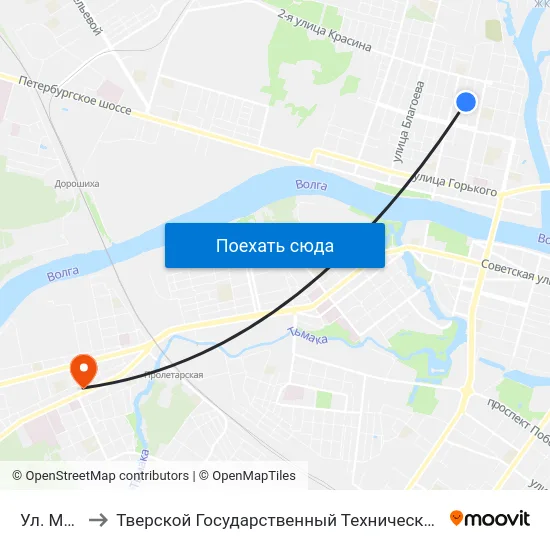 Ул. Мичурина to Тверской Государственный Технический Университет (Учебный Корпус) map