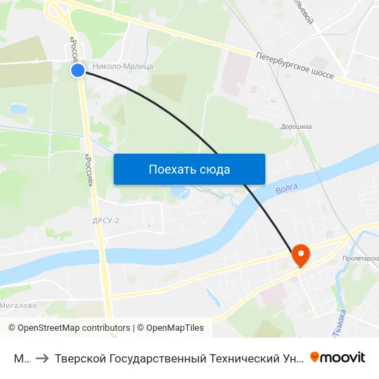 М-10 to Тверской Государственный Технический Университет (Учебный Корпус) map