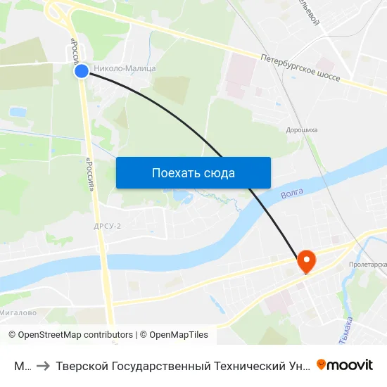 М-10 to Тверской Государственный Технический Университет (Учебный Корпус) map