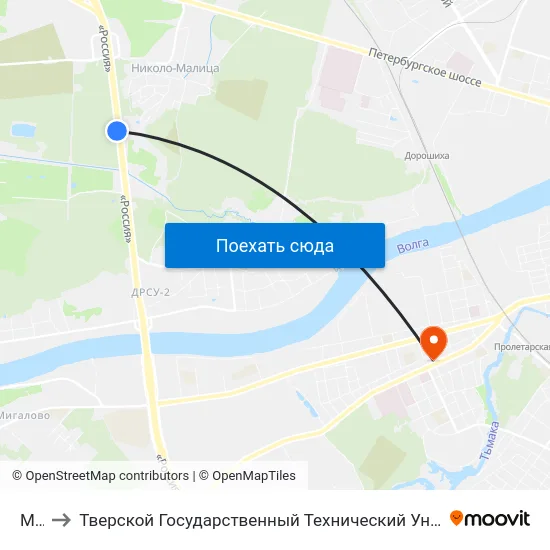 М-10 to Тверской Государственный Технический Университет (Учебный Корпус) map