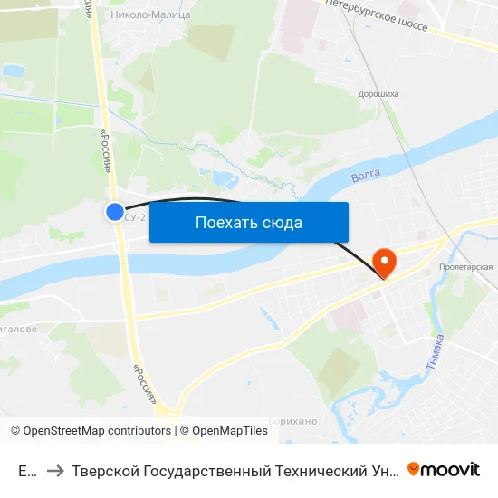 E105 to Тверской Государственный Технический Университет (Учебный Корпус) map
