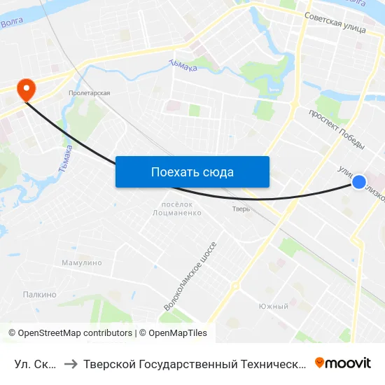 Ул. Склизкова to Тверской Государственный Технический Университет (Учебный Корпус) map