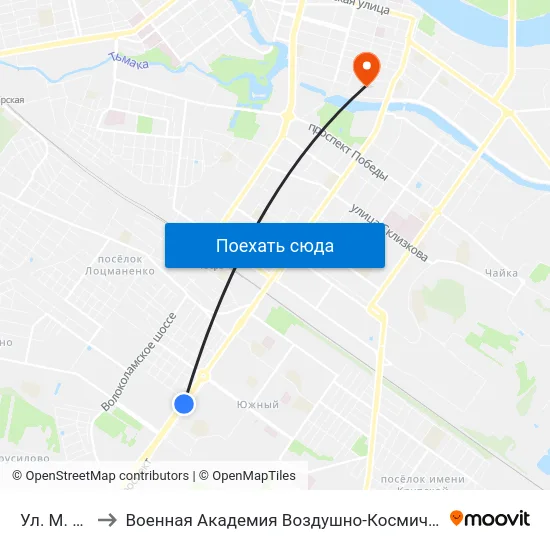 Ул. М. Расковой to Военная Академия Воздушно-Космической Обороны Имени Г.К. Жукова map