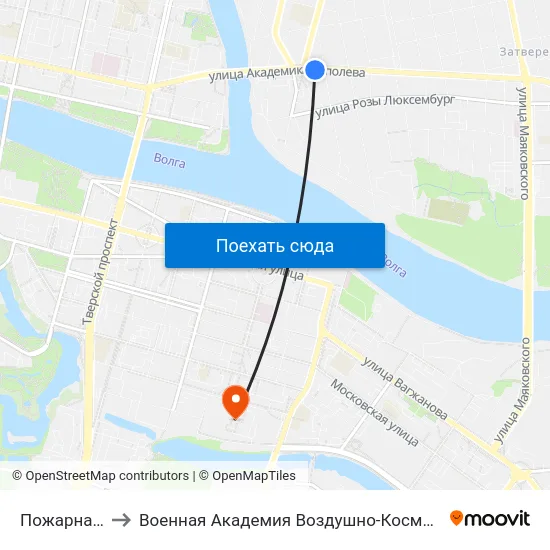 Пожарная Площадь to Военная Академия Воздушно-Космической Обороны Имени Г.К. Жукова map
