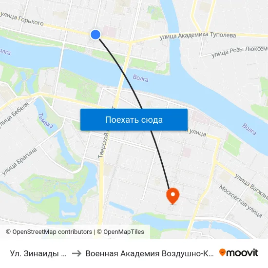 Ул. Зинаиды Конноплянниковой to Военная Академия Воздушно-Космической Обороны Имени Г.К. Жукова map