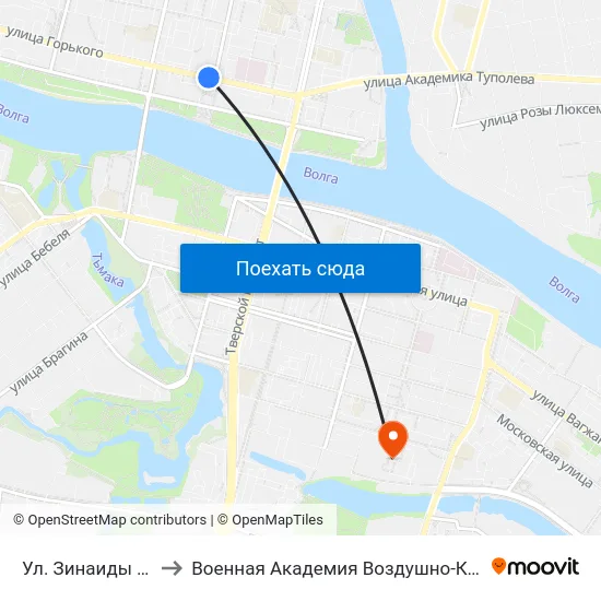 Ул. Зинаиды Конноплянниковой to Военная Академия Воздушно-Космической Обороны Имени Г.К. Жукова map