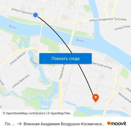 Пл. Мира to Военная Академия Воздушно-Космической Обороны Имени Г.К. Жукова map