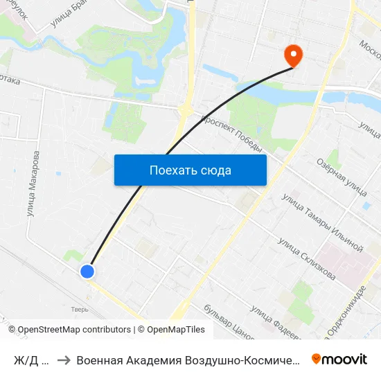 Ж/Д Вокзал to Военная Академия Воздушно-Космической Обороны Имени Г.К. Жукова map