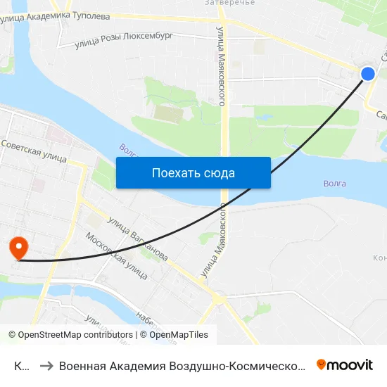 Ксм-2 to Военная Академия Воздушно-Космической Обороны Имени Г.К. Жукова map