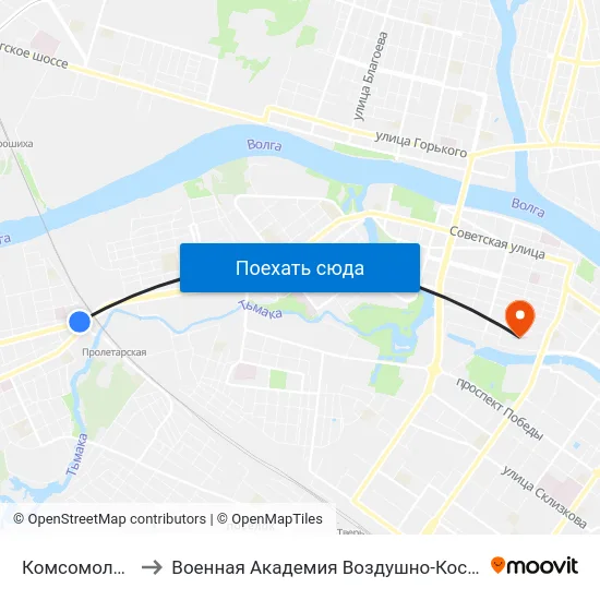 Комсомольская Площадь to Военная Академия Воздушно-Космической Обороны Имени Г.К. Жукова map