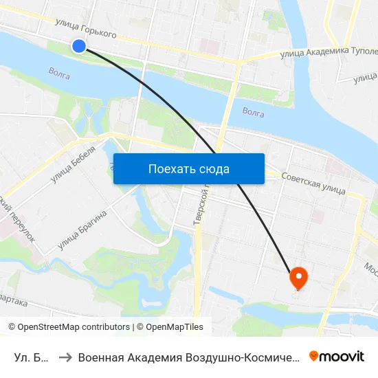 Ул. Благоева to Военная Академия Воздушно-Космической Обороны Имени Г.К. Жукова map