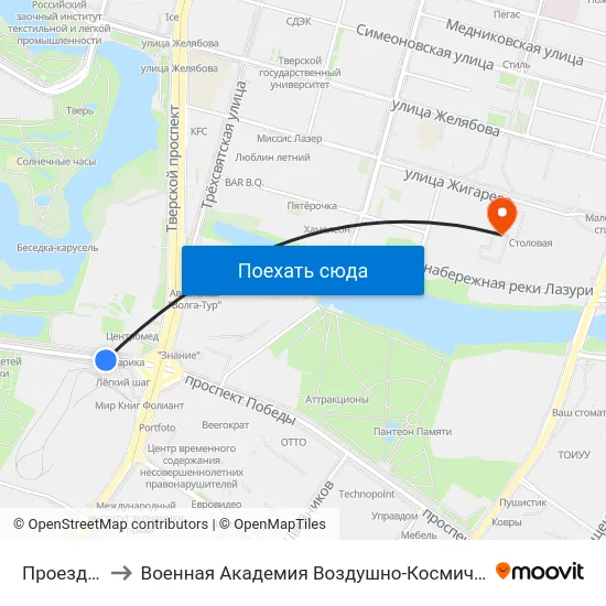 Проезд Дарвина to Военная Академия Воздушно-Космической Обороны Имени Г.К. Жукова map