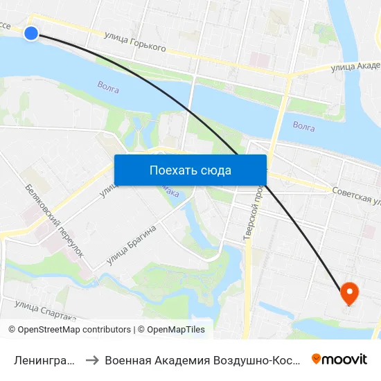 Ленинградская Застава to Военная Академия Воздушно-Космической Обороны Имени Г.К. Жукова map