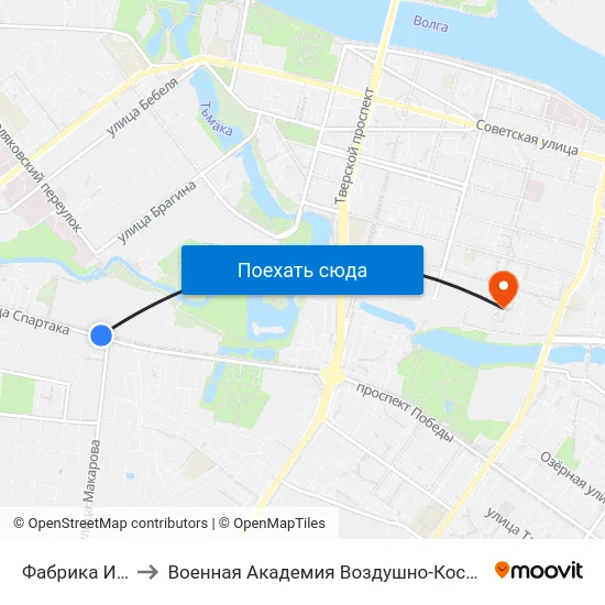 Фабрика Им. Вагжанова to Военная Академия Воздушно-Космической Обороны Имени Г.К. Жукова map