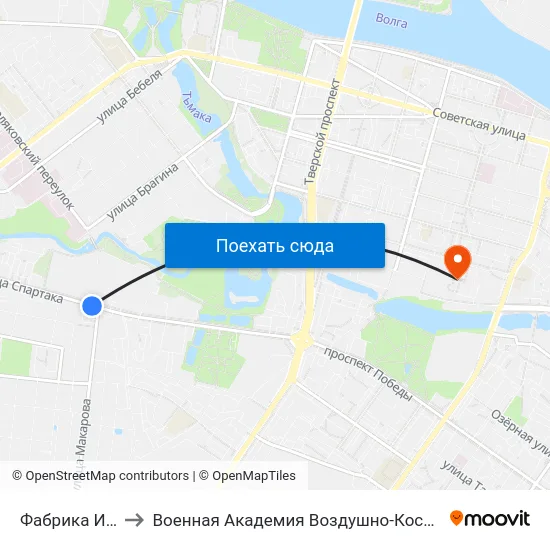 Фабрика Им. Вагжанова to Военная Академия Воздушно-Космической Обороны Имени Г.К. Жукова map